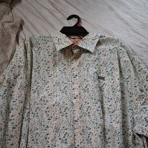Enyce Floral Button-Front Shirt in Green and Yellow